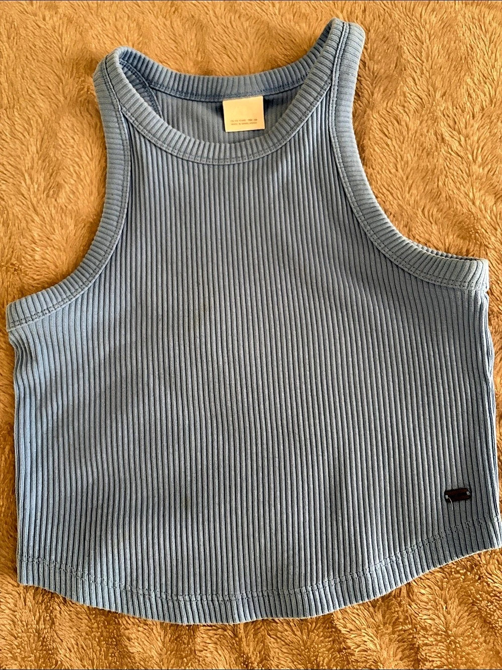Zara Ribbed Crop Tank Top Girls Blue 13-14 Years